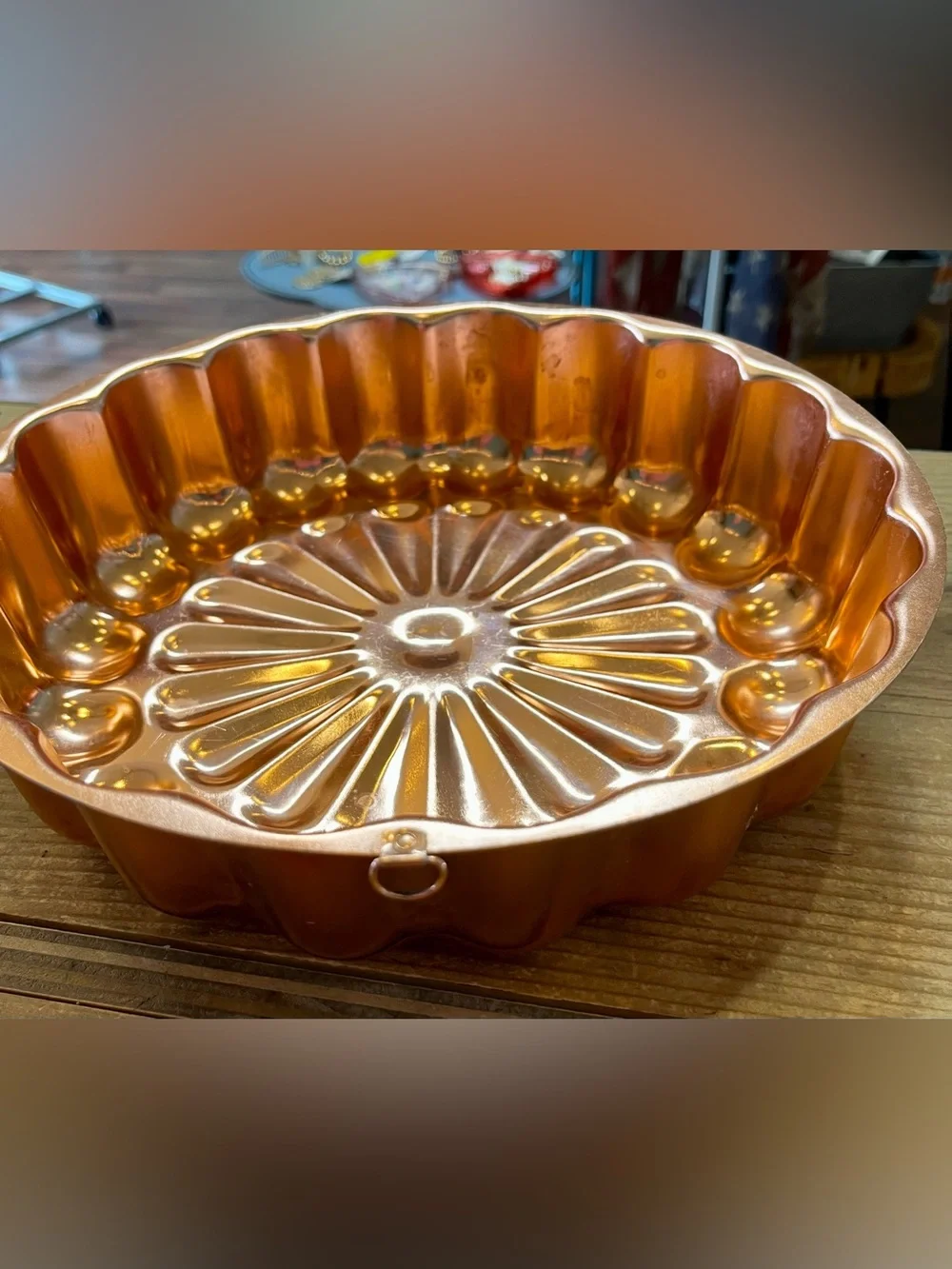 Vintage Copper Tone Jello Mold Cake Pan 10”